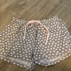 Secret Treasures Gray and White Heart Pajama Shorts